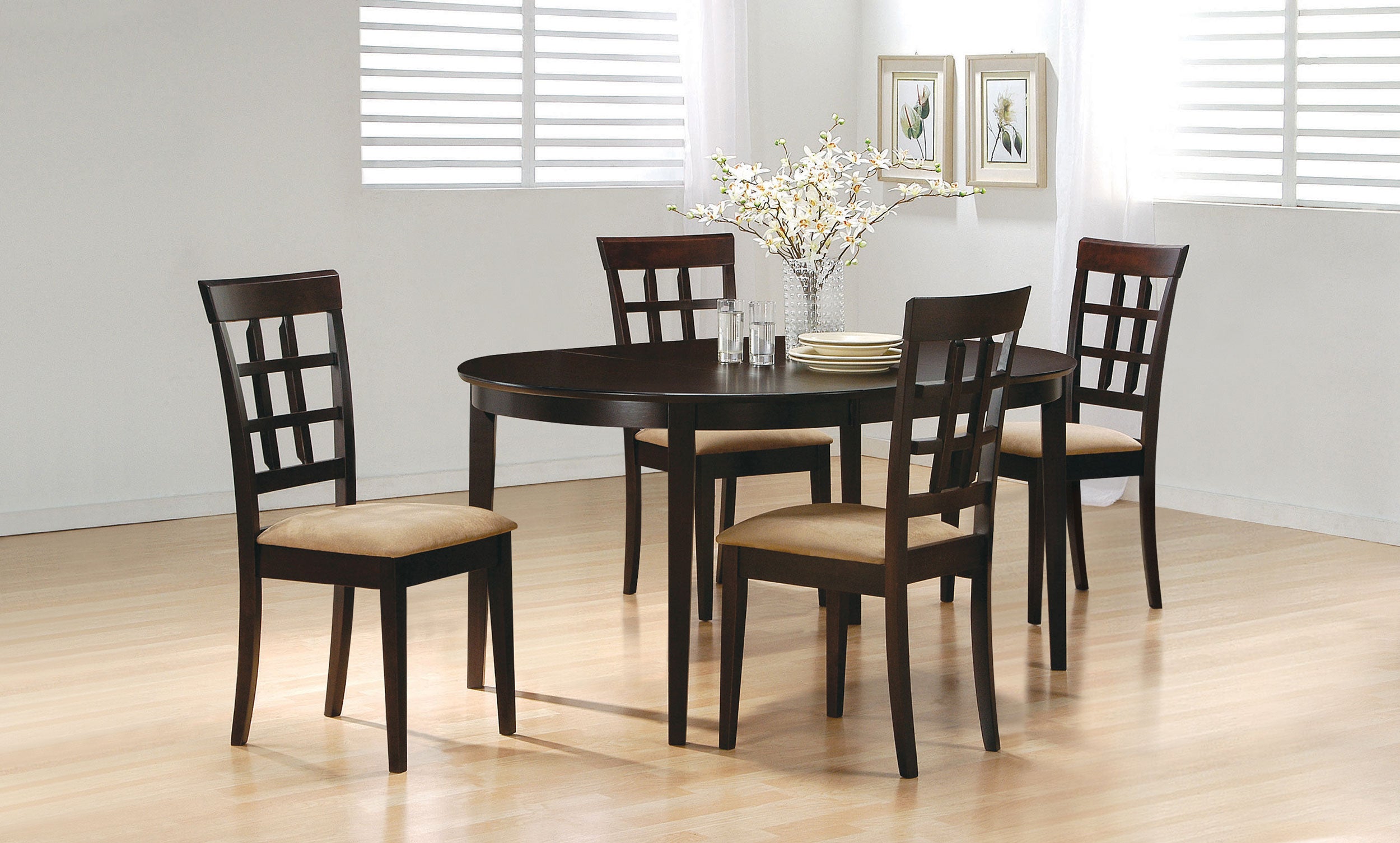 Gabriel 5-piece Extension Leaf Dining Table Set Cappuccino - MyWaynesHome #