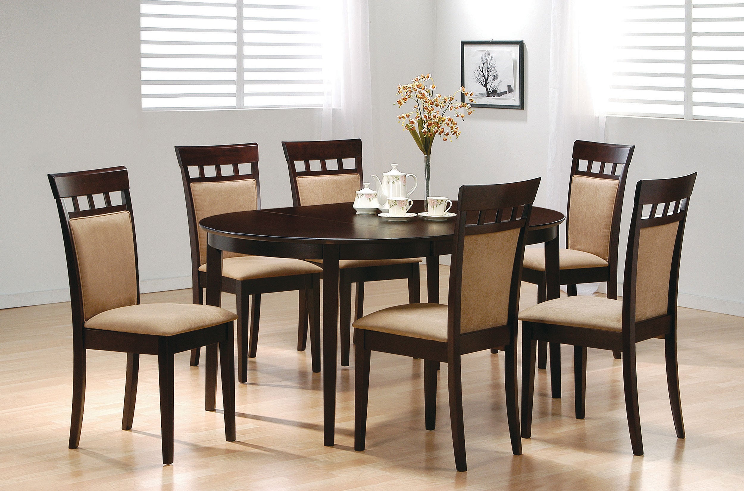 Gabriel 7-piece Extension Leaf Dining Table Set Cappuccino - MyWaynesHome #