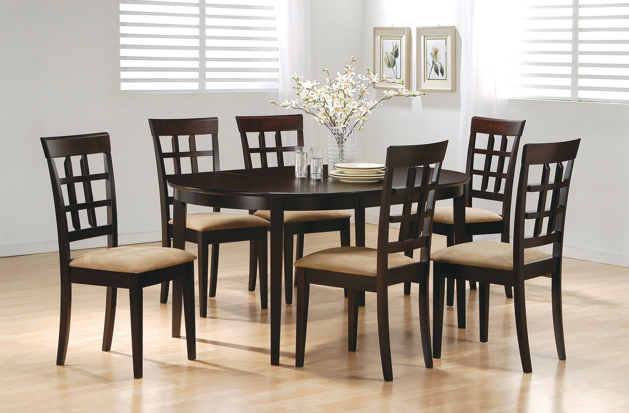 Gabriel 7-piece Extension Leaf Dining Table Set Cappuccino - MyWaynesHome #