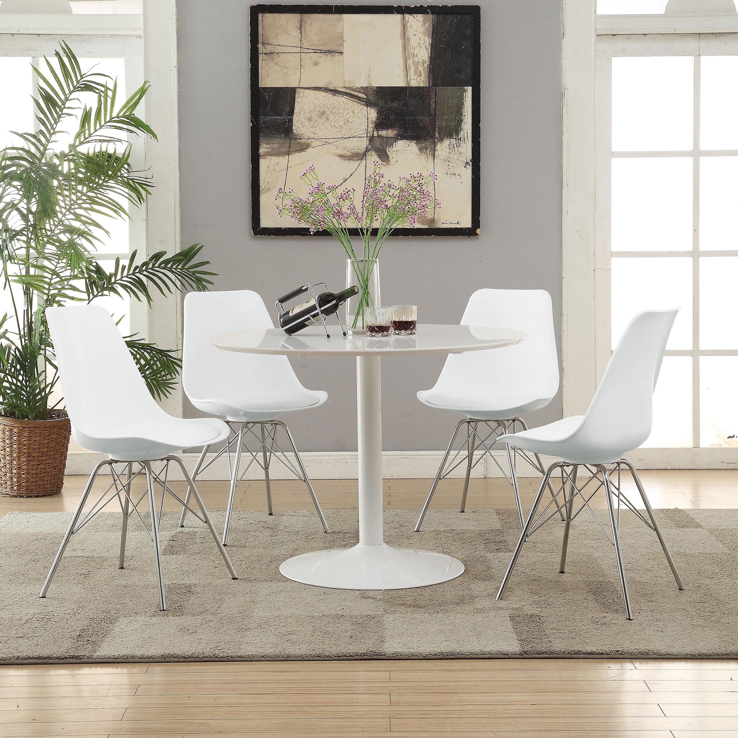 Lowry 5-piece Round Dining Table Set White - MyWaynesHome #
