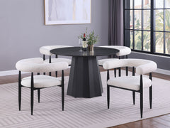 Camden 5-piece Round Faux Marble Top Dining Table Set Black - MyWaynesHome #
