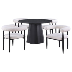 Camden 5-piece Round Faux Marble Top Dining Table Set Black - MyWaynesHome #