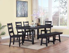 Newport 6-piece Rectangular Trestle Dining Table Set Black - MyWaynesHome #