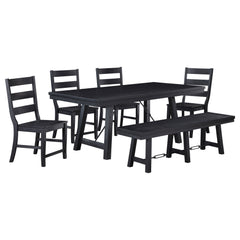Newport 6-piece Rectangular Trestle Dining Table Set Black - MyWaynesHome #