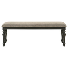 Bridget Fabric Upholstered Dining Bench Stone And Charcoal - MyWaynesHome #