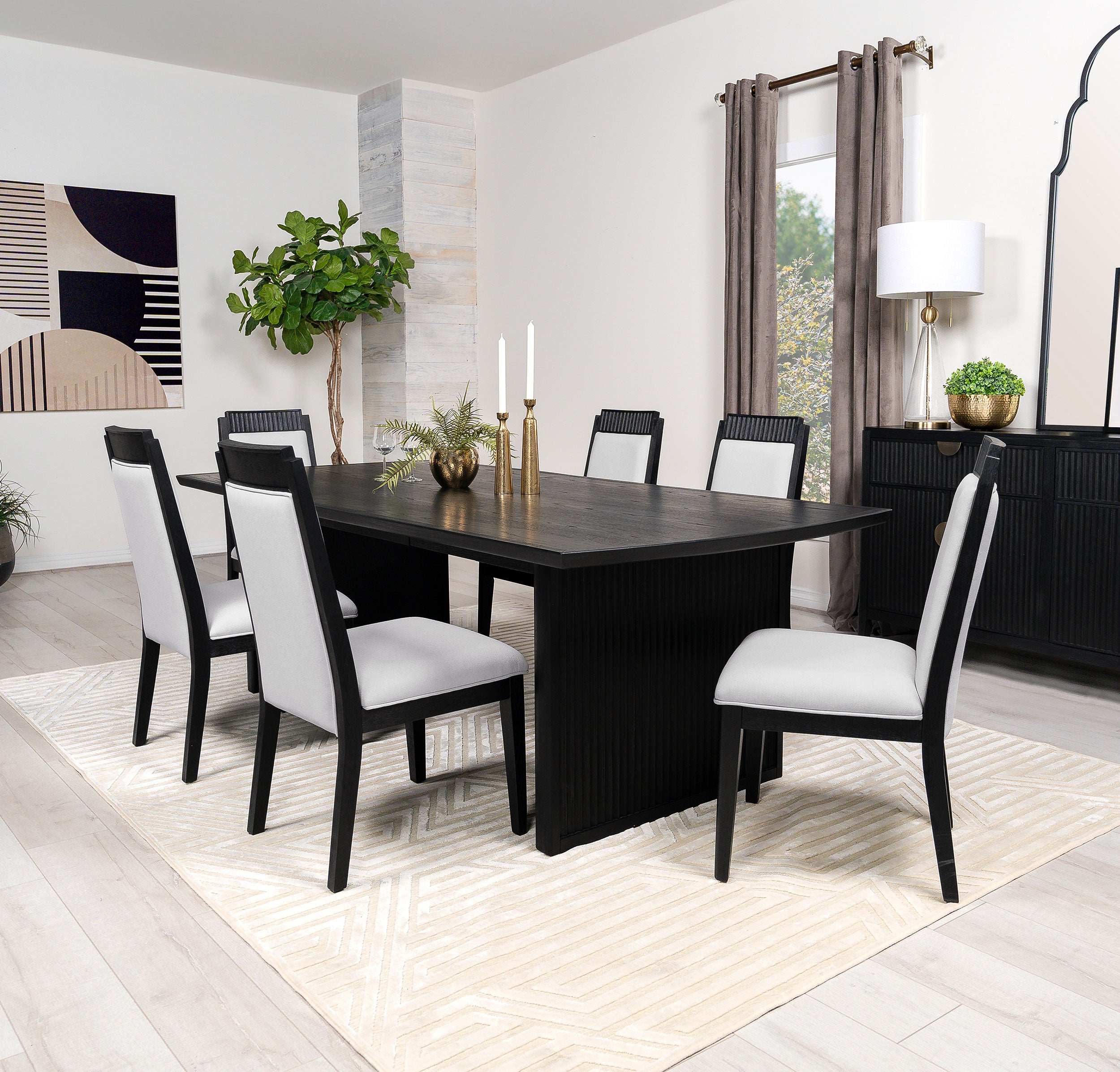 Brookmead 7-piece Extension Leaf Dining Table Set Black - MyWaynesHome #
