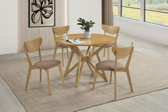 Elowen 5-piece Round Solid Wood Dining Set Light Walnut - MyWaynesHome #