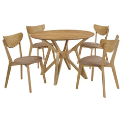 Elowen 5-piece Round Solid Wood Dining Set Light Walnut - MyWaynesHome #
