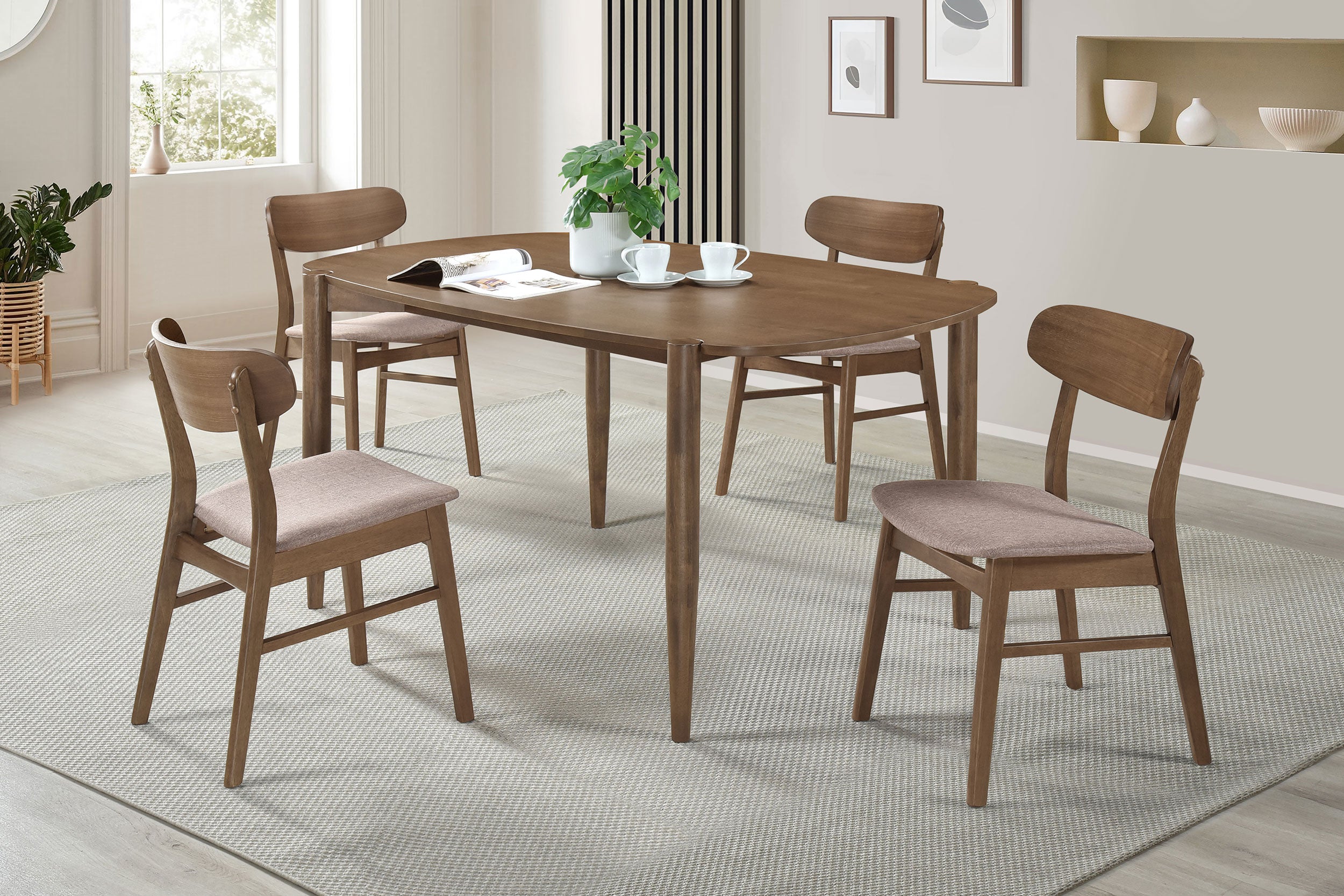 Dortch 5-piece Oval Solid Wood Dining Set Walnut - MyWaynesHome #