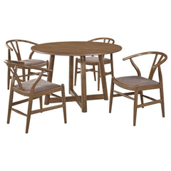 Dinah 5-piece Round Solid Wood Dining Set Walnut - MyWaynesHome #