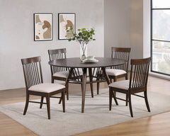 Everton 5-piece Round 54-inch Dining Table Set Dark Walnut - MyWaynesHome #
