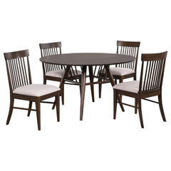 Everton 5-piece Round 54-inch Dining Table Set Dark Walnut - MyWaynesHome #