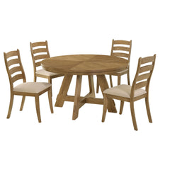 Danvers 5-piece Dining Table Set Brown Oak And Beige - MyWaynesHome #