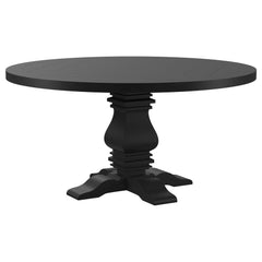 Florence Round 60-inch Pedestal Base Dining Table Black - MyWaynesHome #
