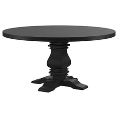 Florence Round 60-inch Pedestal Base Dining Table Black - MyWaynesHome #