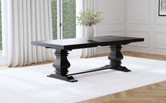 Florence 126-inch Extension Dining Table Distressed Black - MyWaynesHome #