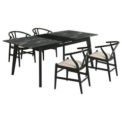 Crestmont 5-piece Extension Leaf Dining Table Set Black - MyWaynesHome #