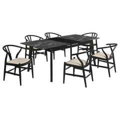 Crestmont 7-piece Extension Leaf Dining Table Set Black - MyWaynesHome #