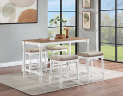 Martina 5-piece Rectangular Counter Height Dining Set White - MyWaynesHome #
