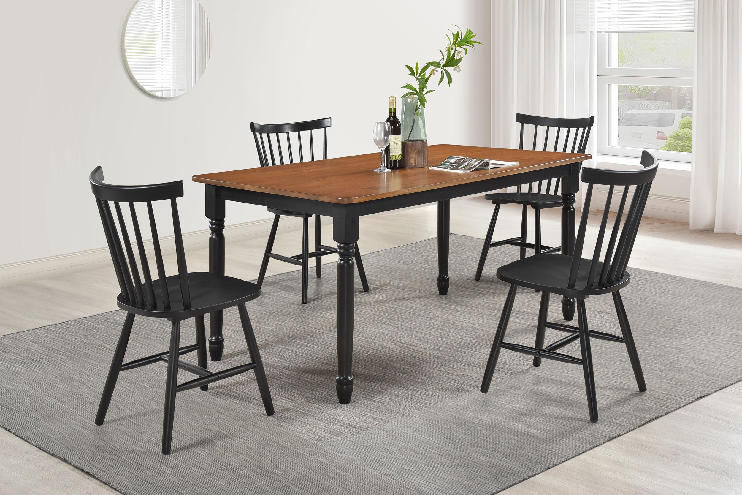Hollyoak 5-piece Rectangular Dining Set Walnut And Black - MyWaynesHome #