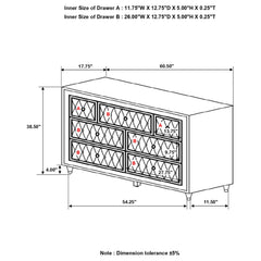 Antonella 7-drawer Upholstered Dresser Ivory And Camel