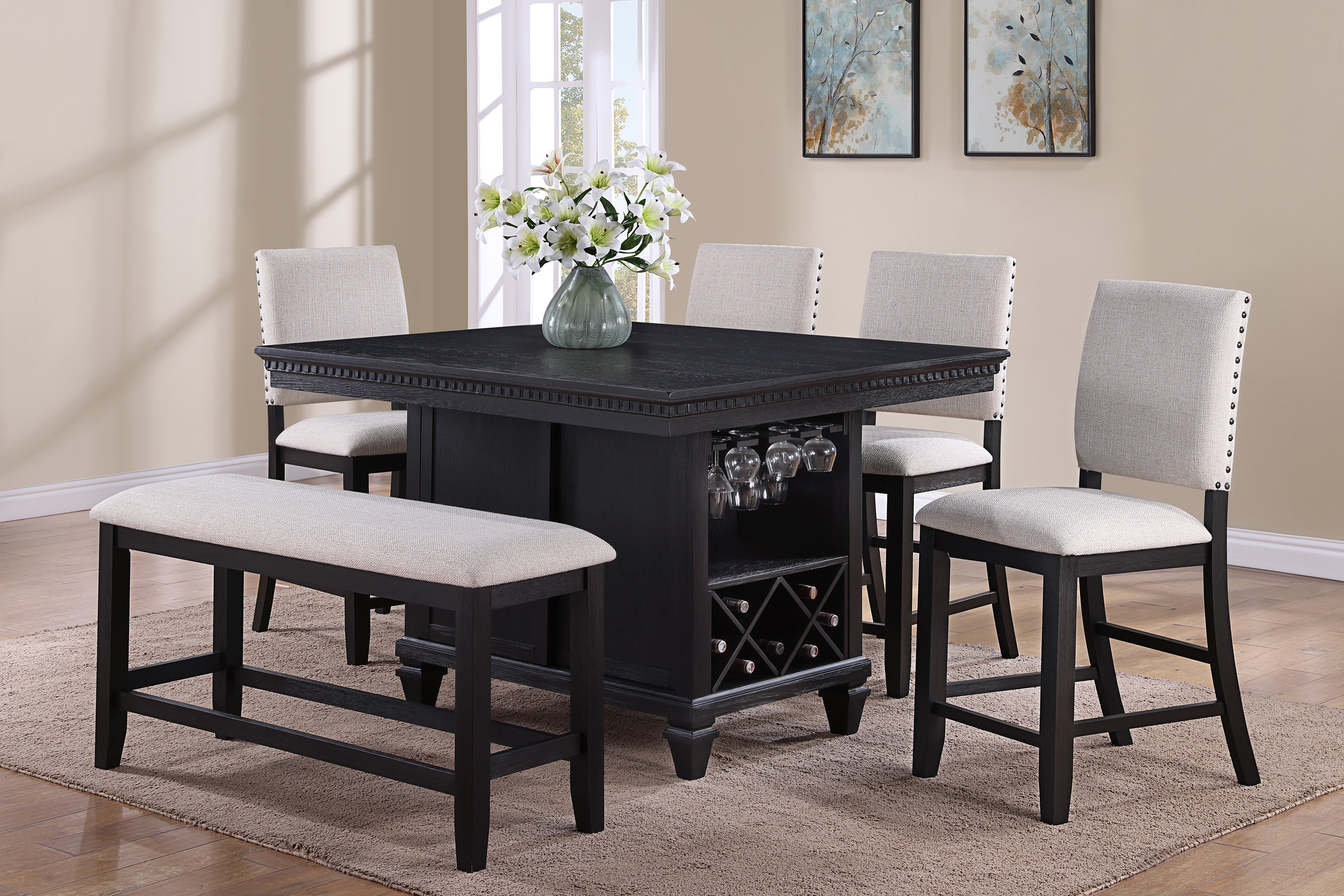 Regent Charcoal Black Counter Height Dining Set - MyWaynesHome #