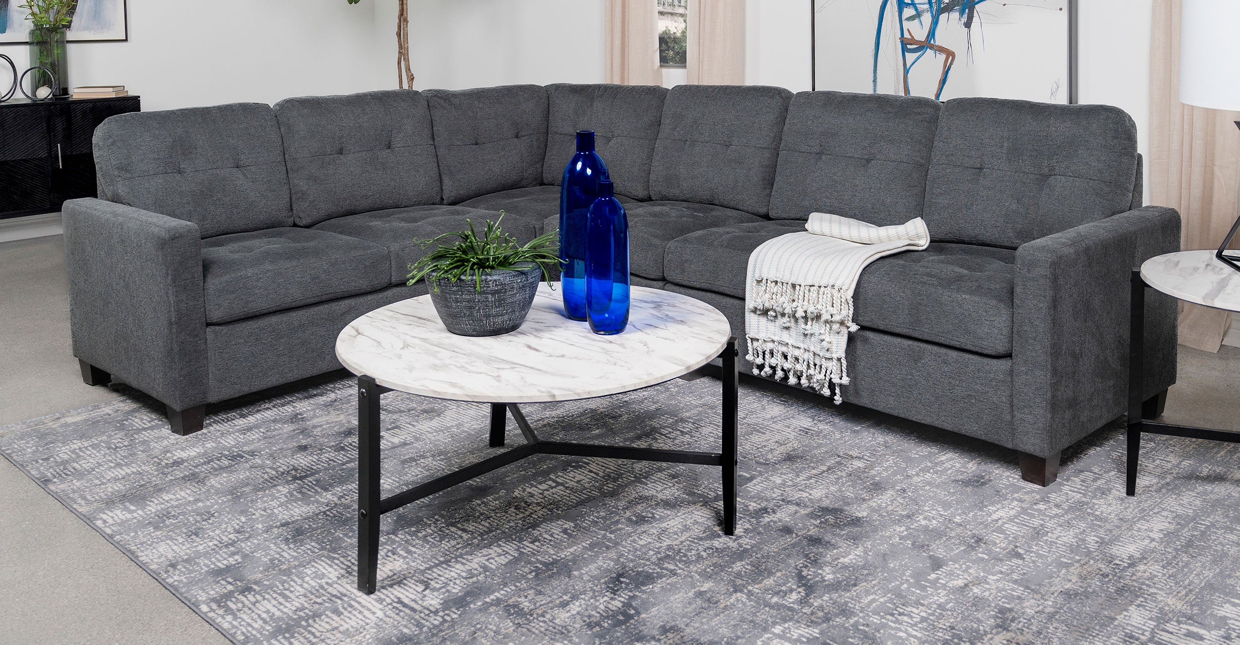 Georgina 4-piece Upholstered Modular Sectional Steel Grey - MyWaynesHome #