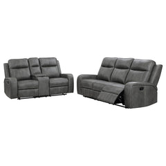 Raelynn 2-piece Upholstered Reclining Sofa Set Grey - MyWaynesHome #