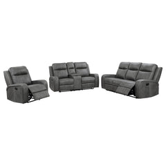 Raelynn 3-piece Upholstered Reclining Sofa Set Grey - MyWaynesHome #