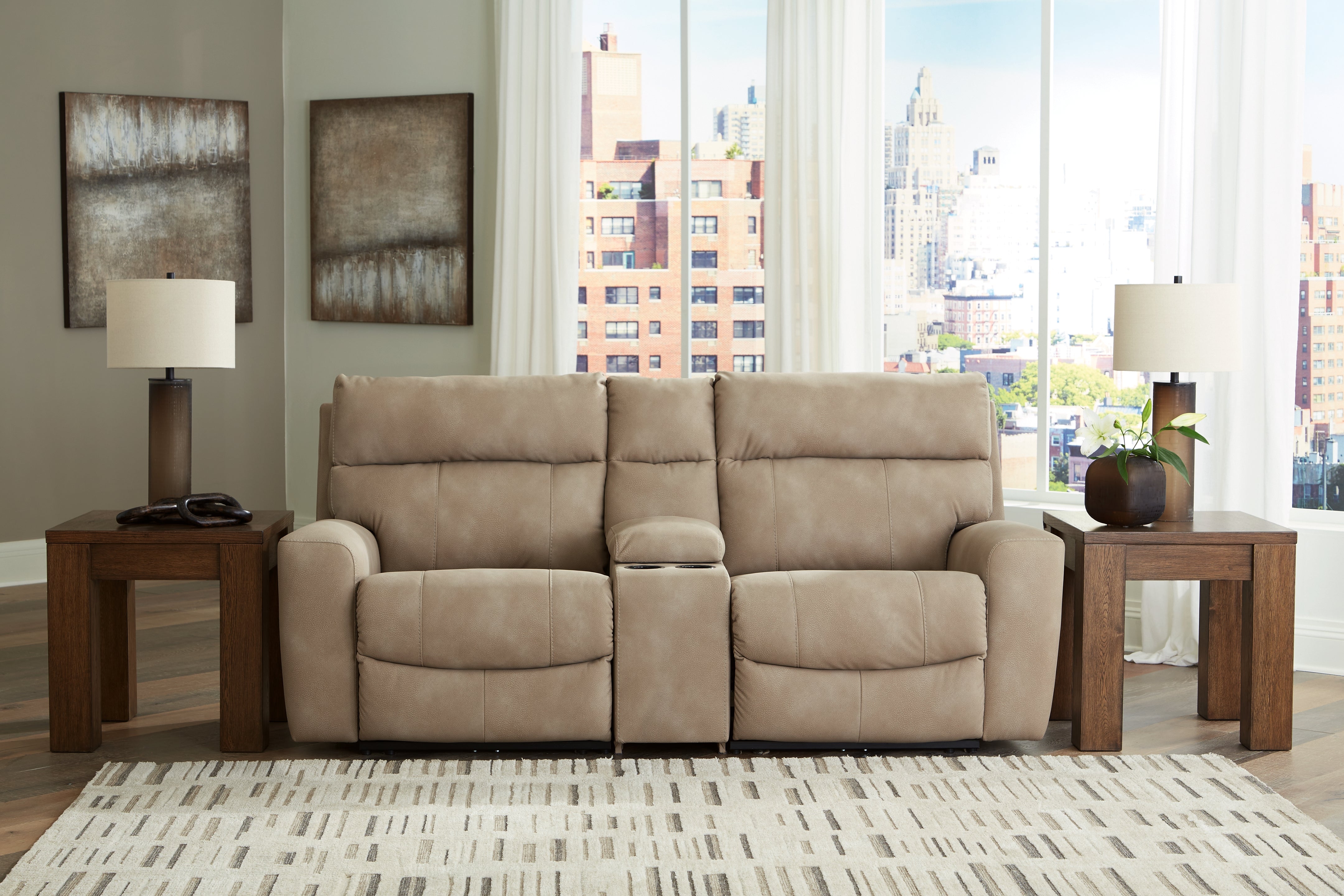 Next-Gen DuraPella 3-Piece Power Reclining Sectional Loveseat with Console - MyWaynesHome #