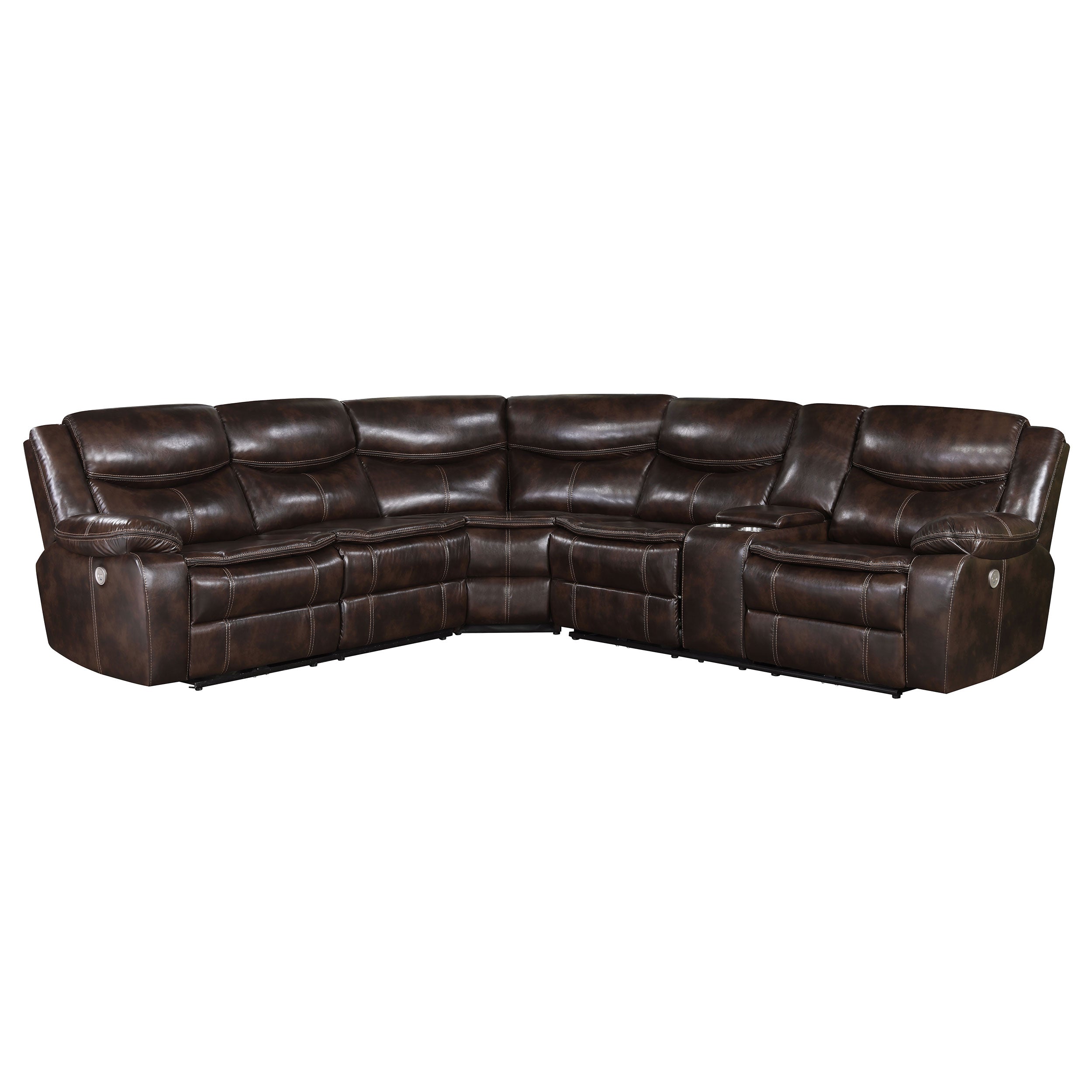 Sycamore Upholstered Power Reclining Sectional Sofa Brown - MyWaynesHome #