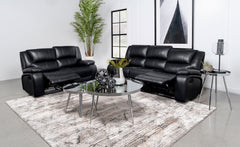 Camila 2-piece Upholstered Motion Reclining Sofa Set Black - MyWaynesHome #