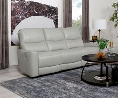 Greenfield Upholstered Power Reclining Sofa Ivory - MyWaynesHome #