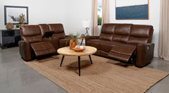 Greenfield 2-piece Power Reclining Sofa Set Saddle Brown - MyWaynesHome #
