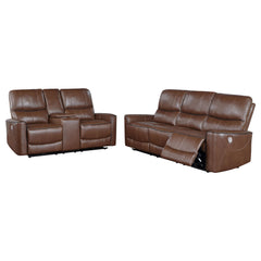 Greenfield 2-piece Power Reclining Sofa Set Saddle Brown - MyWaynesHome #