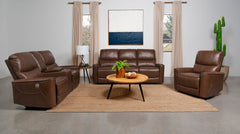 Greenfield 3-piece Power Reclining Sofa Set Saddle Brown - MyWaynesHome #