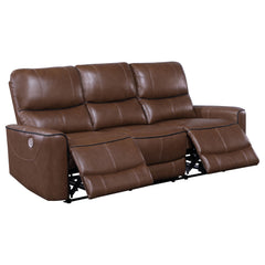Greenfield Upholstered Power Reclining Sofa Saddle Brown - MyWaynesHome #