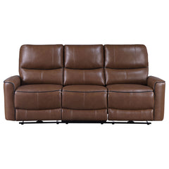Greenfield Upholstered Power Reclining Sofa Saddle Brown - MyWaynesHome #
