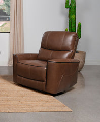 Greenfield Upholstered Power Recliner Chair Saddle Brown - MyWaynesHome #