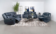 Sloane 3-piece Upholstered Reclining Sofa Set Blue - MyWaynesHome #