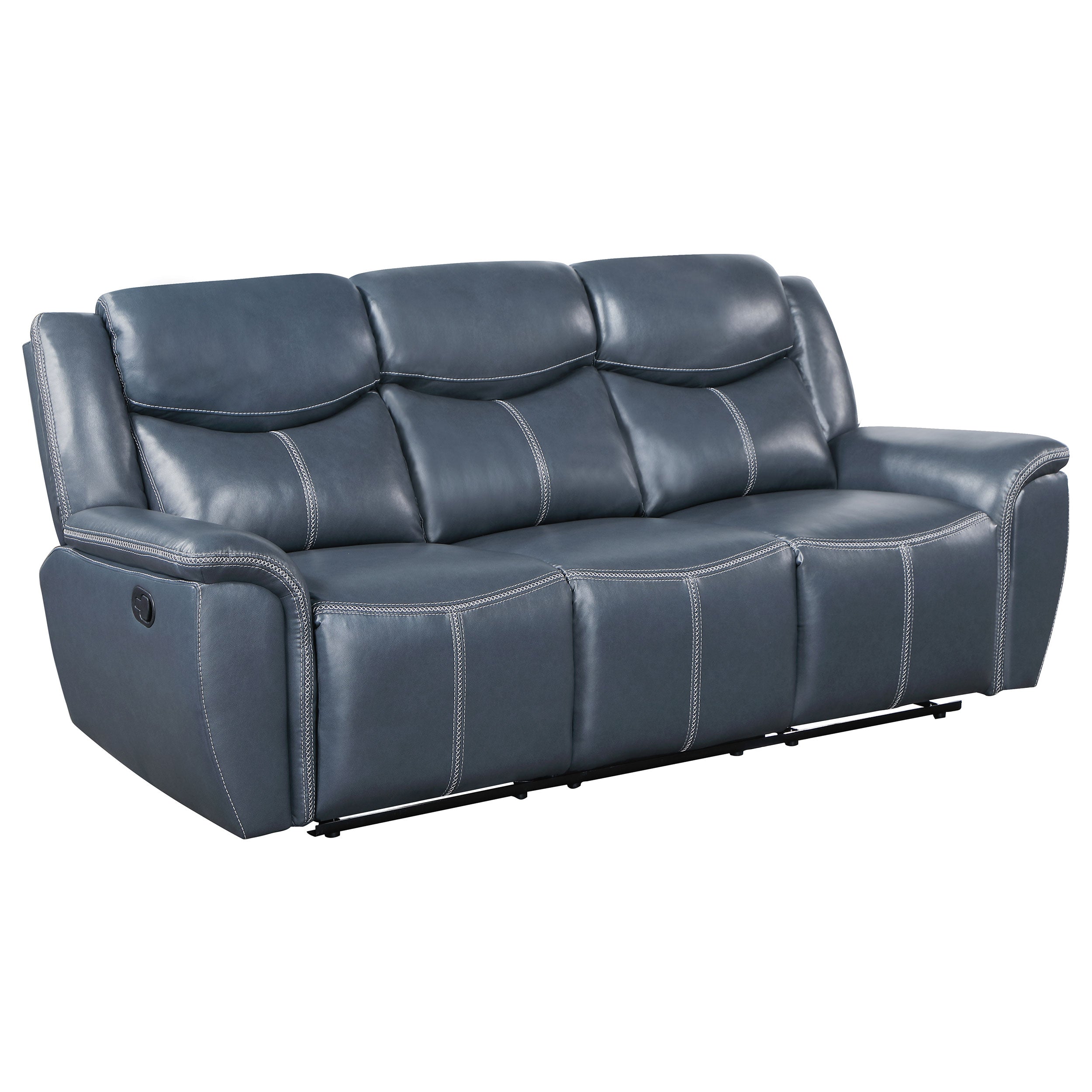 Sloane Upholstered Padded Arm Reclining Sofa Blue - MyWaynesHome #