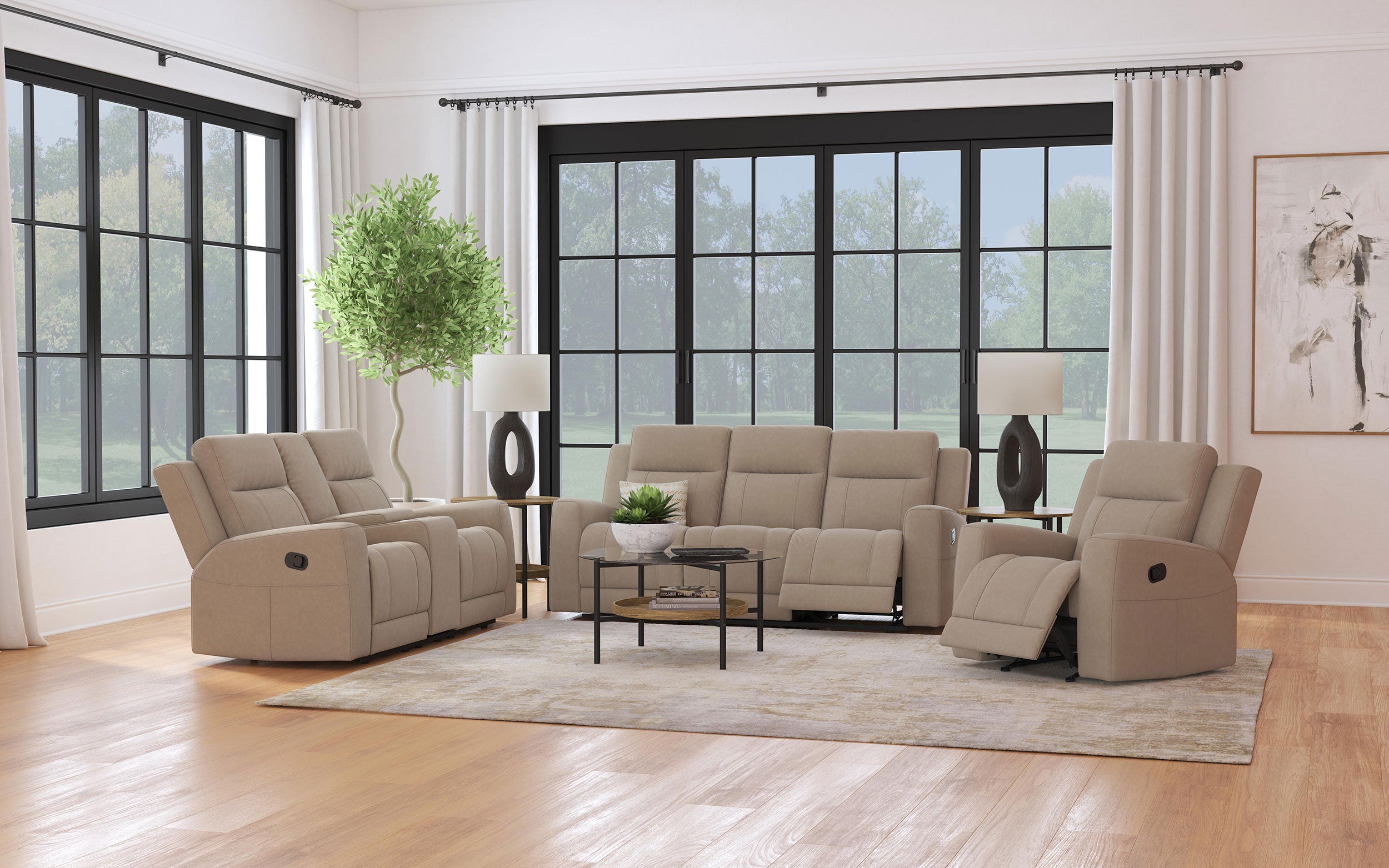 Brentwood 3-piece Upholstered Reclining Sofa Set Taupe - MyWaynesHome #