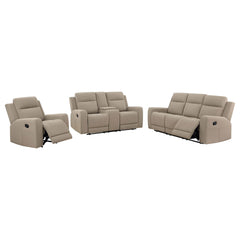 Brentwood 3-piece Upholstered Reclining Sofa Set Taupe - MyWaynesHome #
