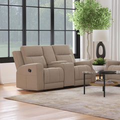 Brentwood Upholstered Motion Reclining Loveseat Taupe - MyWaynesHome #