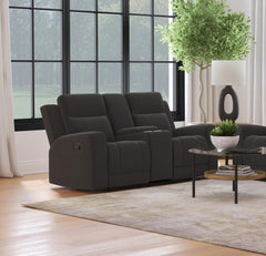 Brentwood Upholstered Motion Reclining Loveseat Dark Charcoal - MyWaynesHome #