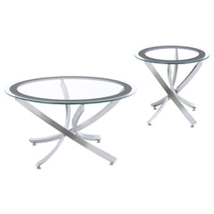 Brooke 2-piece Round Glass Top Coffee Table Set Chrome - MyWaynesHome #