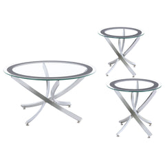Brooke 3-piece Round Glass Top Coffee Table Set Chrome - MyWaynesHome #