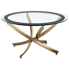 Brooke 2-piece Round Glass Top Coffee Table Set Brass - MyWaynesHome #