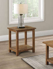 Payne Wood End Table With Shelf Distressed Brown - MyWaynesHome #