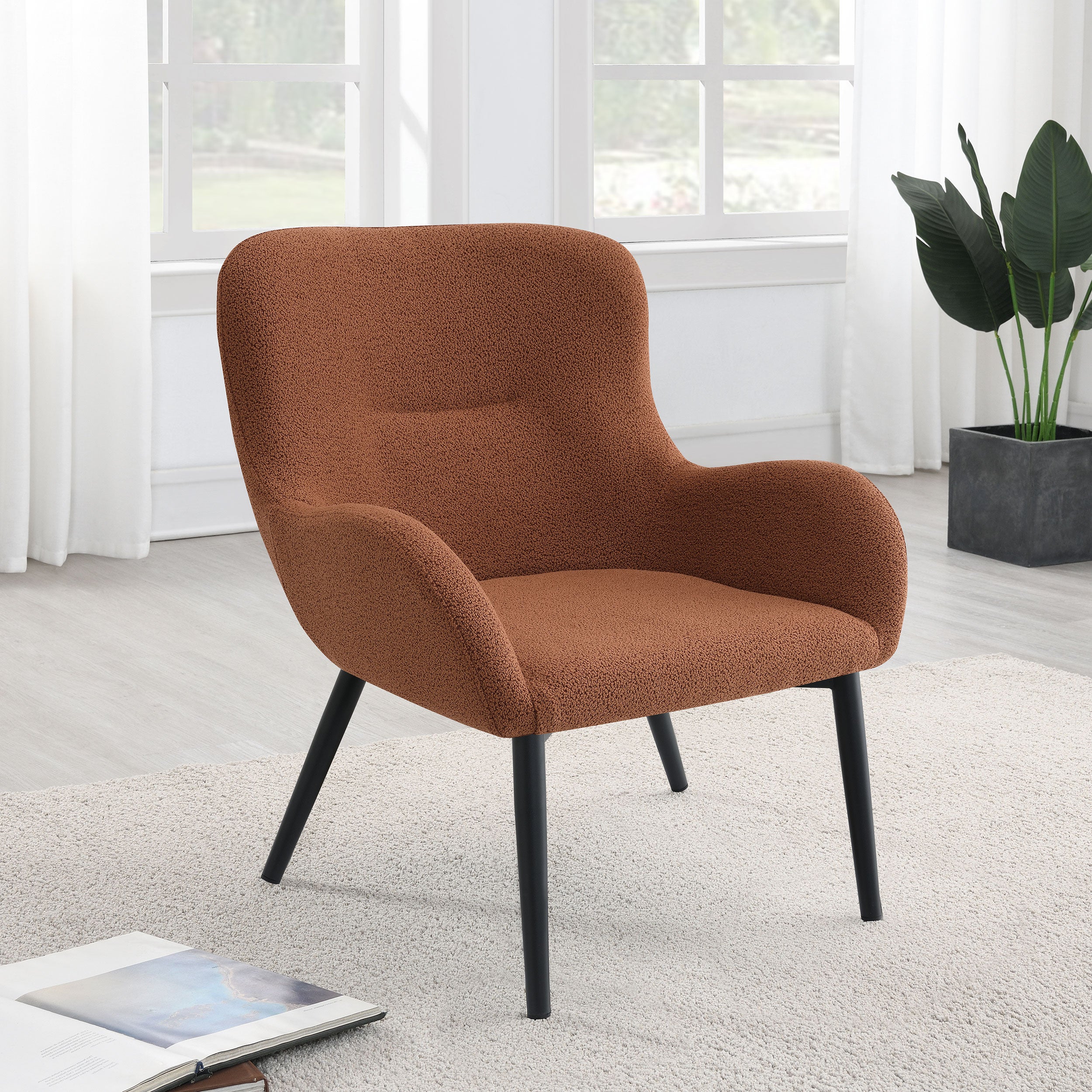 Calvin Upholstered Modern Arm Accent Chair Rust - MyWaynesHome #